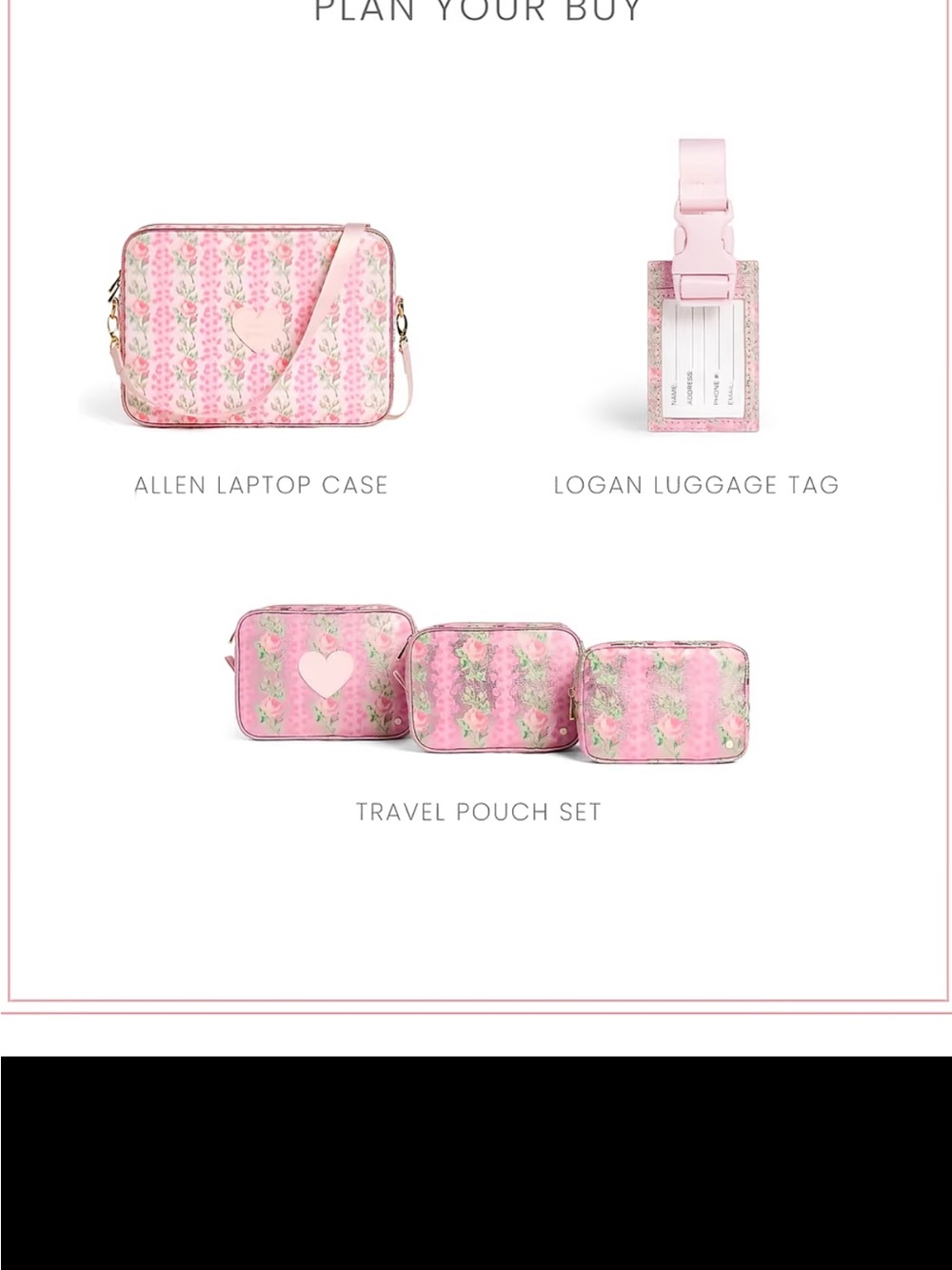ISO / DO NOT BUY LoveShackFancy Pink Floral Allen Laptop Case and Luggage Tag